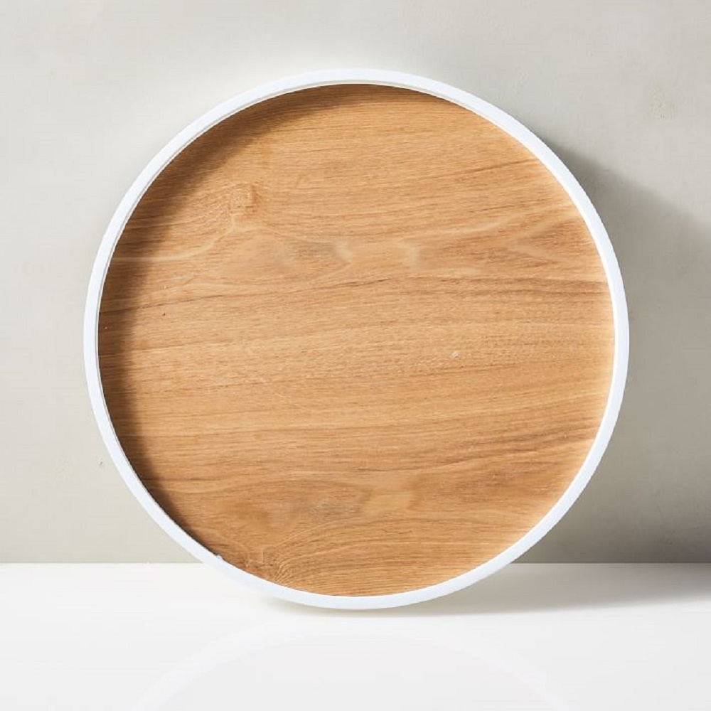 Two-tone round and oval Wooden Serving Tray